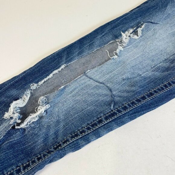 BKE Womens Stella Skinny Distressed Jeans Blue Size 27R Low Rise Y2K ABK2511 - Picture 4 of 11